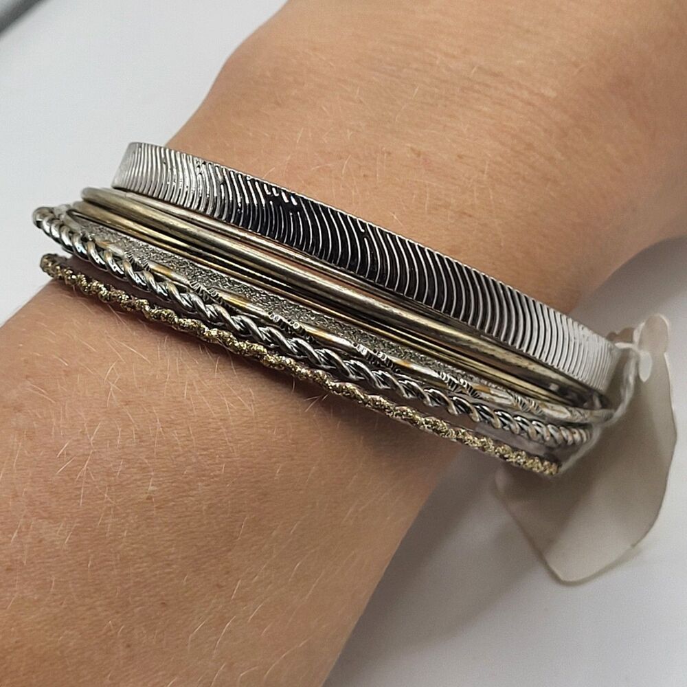 90s Y2K Stack of Bangle Bracelets Lot of 8 Bellydance Bohemian Boho Hippie Chic